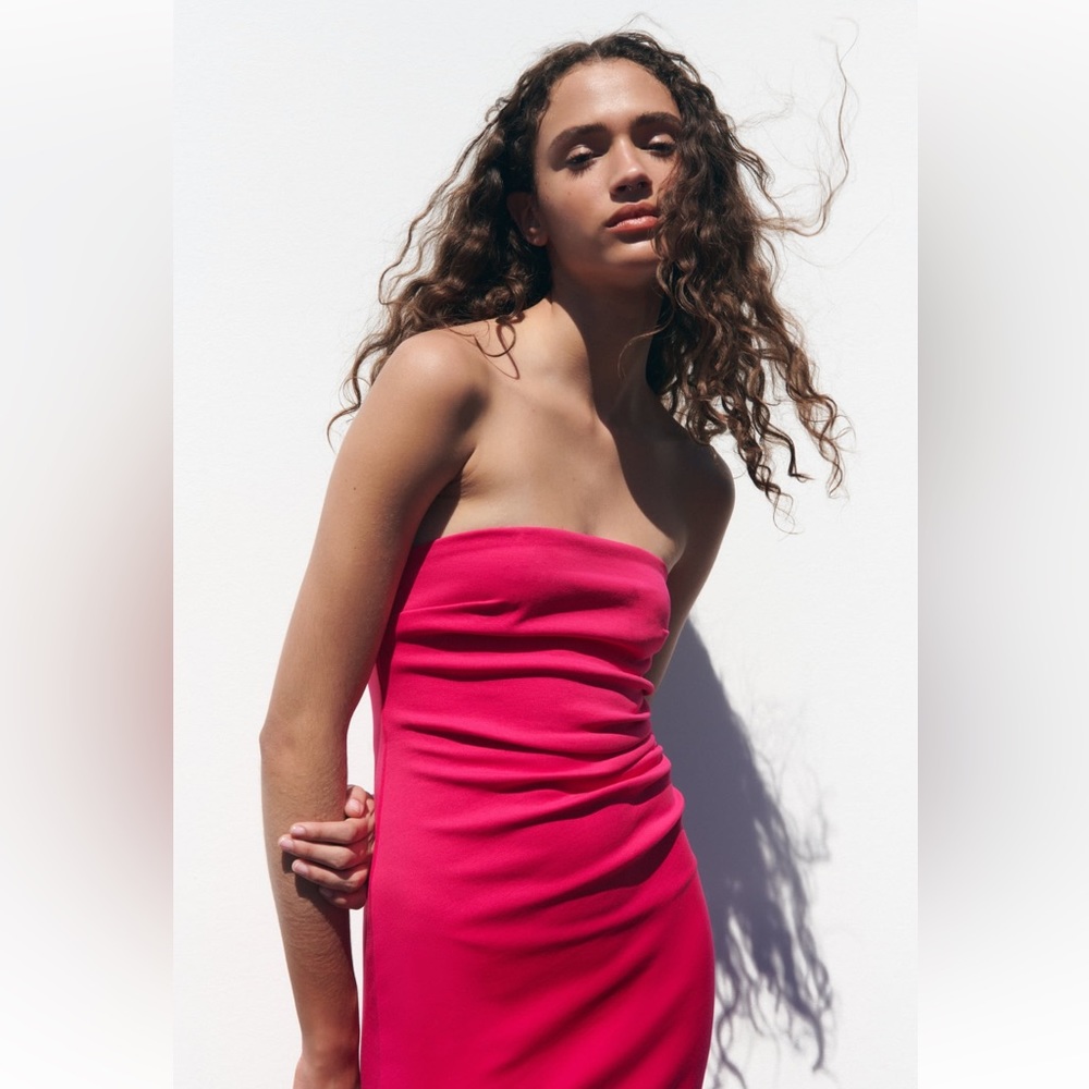 Zara MIDI DRESS. Fuchsia. Size S. New with Tags. - Picture 5 of 8
